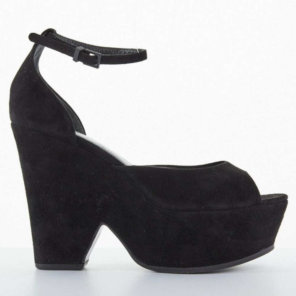 Celine Black Platform Suede Sandals